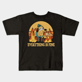 Everything Is Fine Dog Drinking Kids T-Shirt